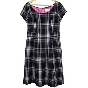 Isaac Mizrahi Dress Black Plaid Size 12 Schoolgirl Academia Preppy Knee Length